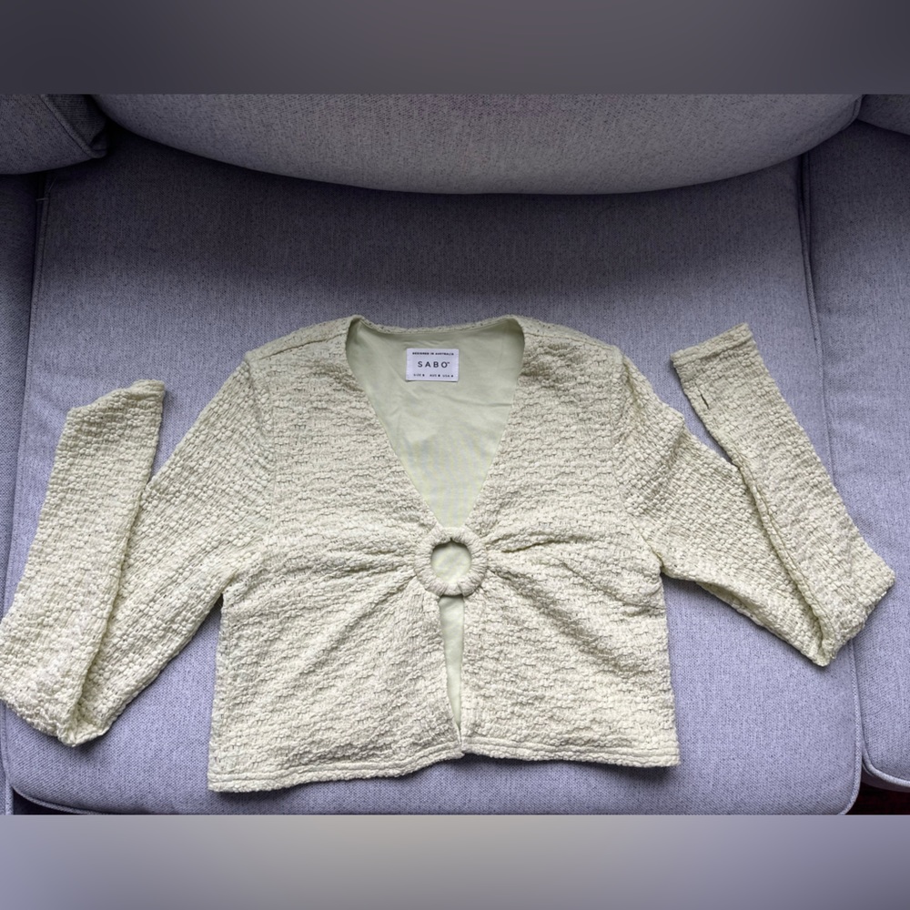 Sabo Green Crochet Crop Sweater